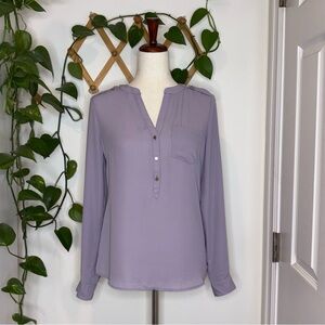 THE LIMITED Lilac Half Button Down Blouse